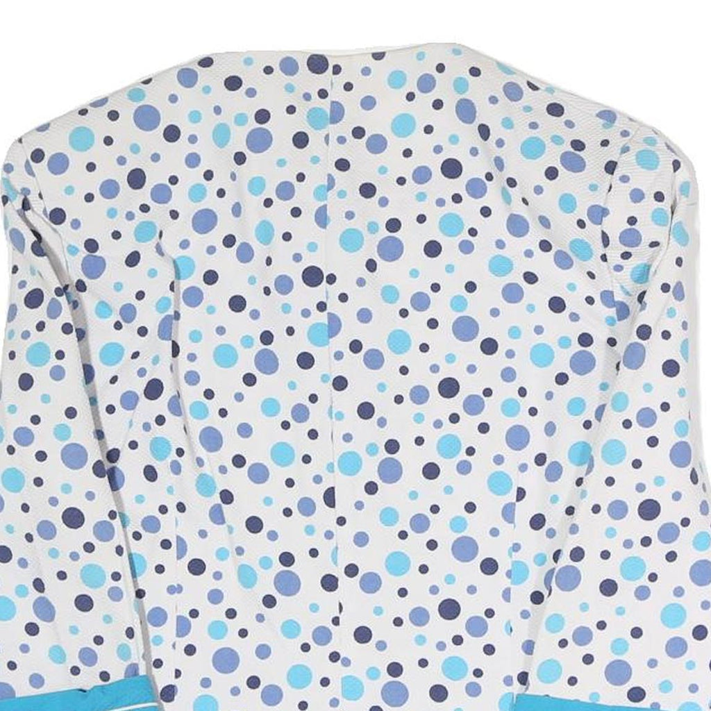 PERSONNE Womens White Blue Polka Dot Jacket S Polyester Blend Button Closure