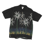 WAKIKI Mens Black Palm Tree Pattern Rayon Shirt M Summer Casual Beachwear