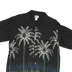WAKIKI Mens Black Palm Tree Pattern Rayon Shirt M Summer Casual Beachwear