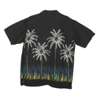 WAKIKI Mens Black Palm Tree Pattern Rayon Shirt M Summer Casual Beachwear