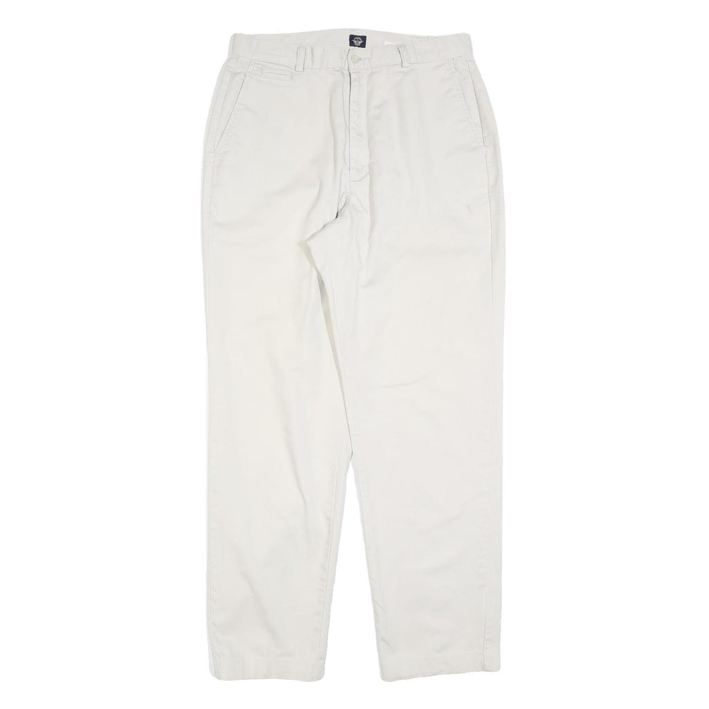 DOCKERS Mens Cotton Blend White Relaxed Straight Trousers W32 L32 Classic Casual