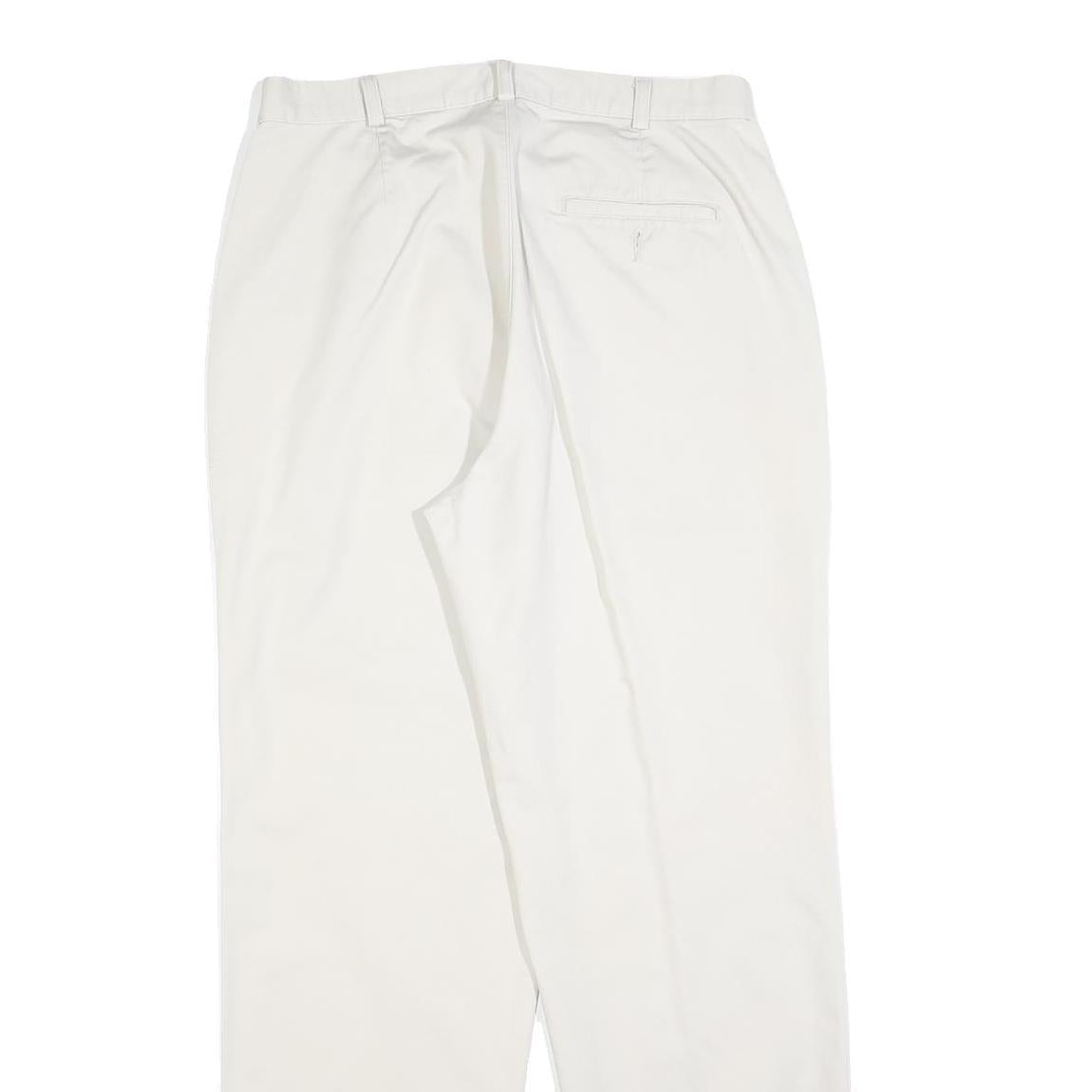 DOCKERS Mens Cotton Blend White Relaxed Straight Trousers W32 L32 Classic Casual