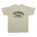 YAZBEK Mens Beige Lake Arrowhead California Graphic T-Shirt L Short Sleeve Crew
