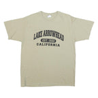 YAZBEK Mens Beige Lake Arrowhead California Graphic T-Shirt L Short Sleeve Crew