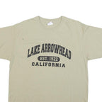YAZBEK Mens Beige Lake Arrowhead California Graphic T-Shirt L Short Sleeve Crew