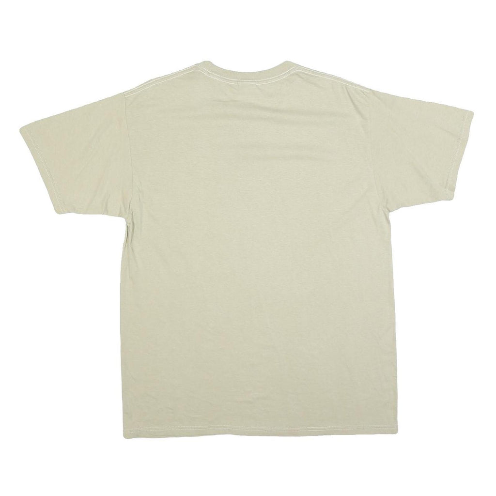 YAZBEK Mens Beige Lake Arrowhead California Graphic T-Shirt L Short Sleeve Crew