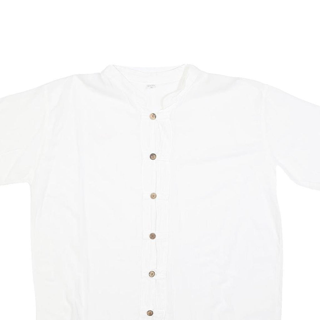 Mens White Shirt XL Cotton Short Sleeve Button Down Casual Summer