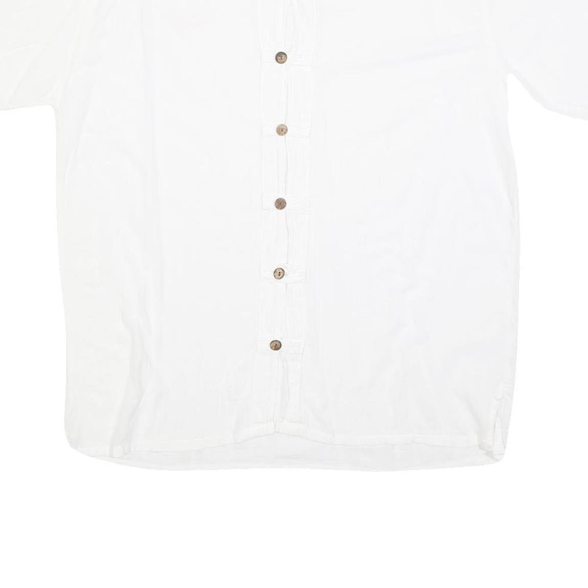 Mens White Shirt XL Cotton Short Sleeve Button Down Casual Summer