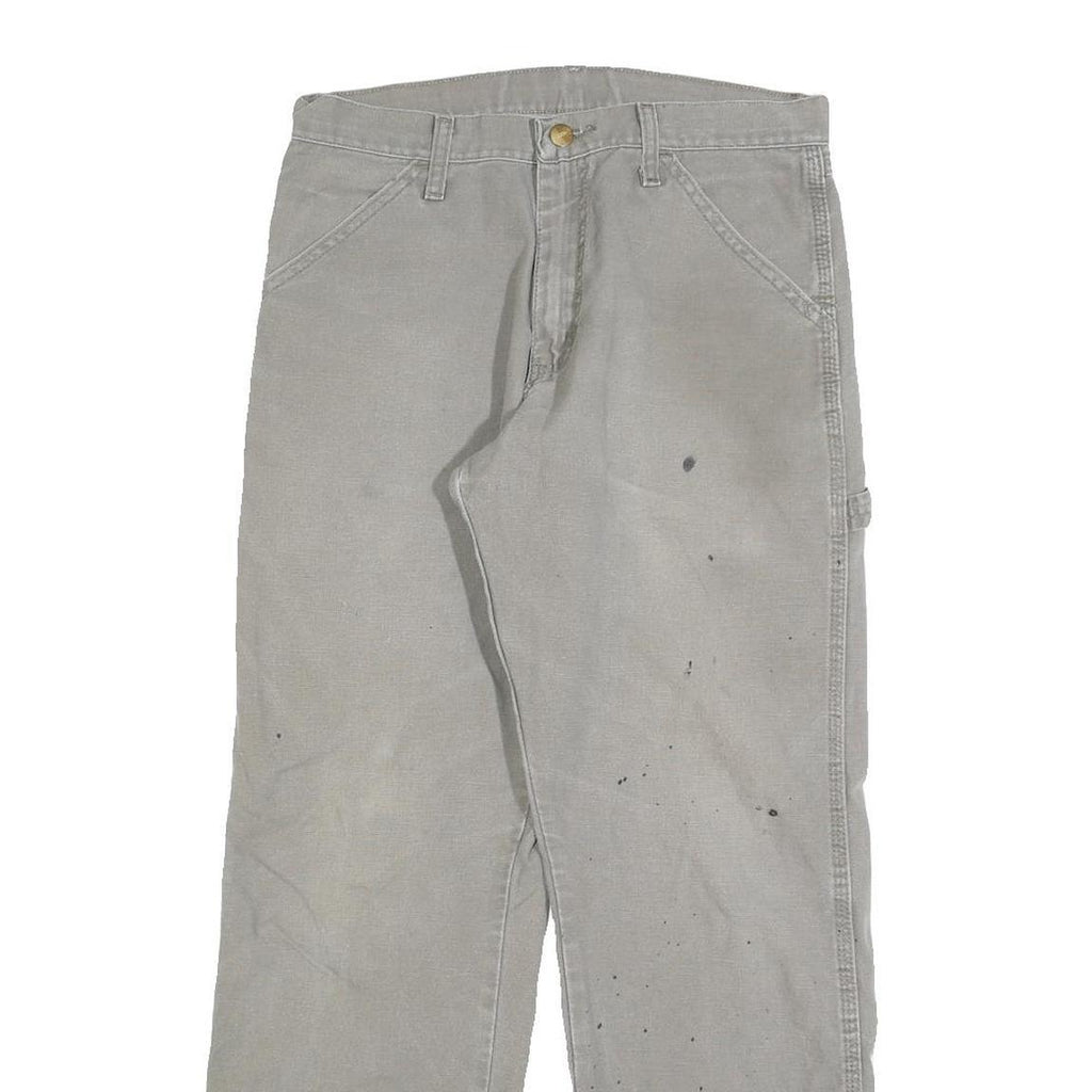 CARHARTT Mens Relaxed Grey Denim W32 L30 Workwear Cotton Blend Zip Jeans