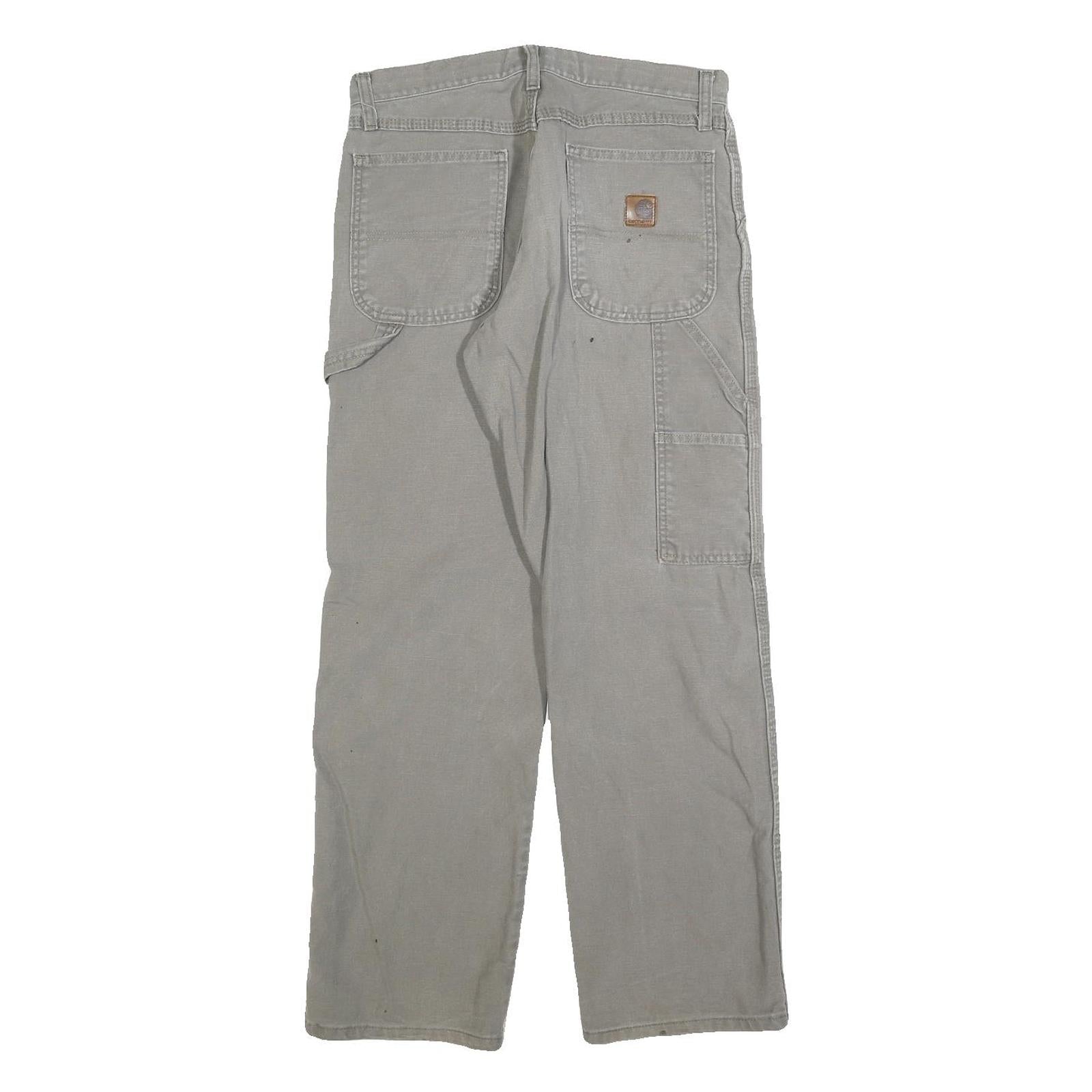 CARHARTT Mens Relaxed Grey Denim W32 L30 Workwear Cotton Blend Zip Jeans