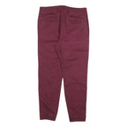 HOLLISTER Mens Cotton Blend Burgundy Slim Tapered Trousers W34 L28 Drawstring