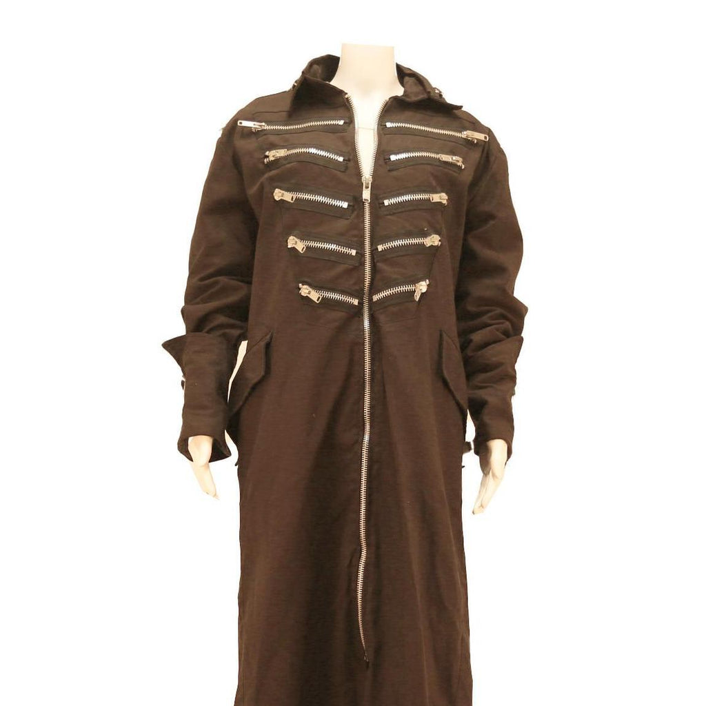 ZOELIBAT Womens Brown Cotton Blend Zip Jacket M Long Sleeve Military Style