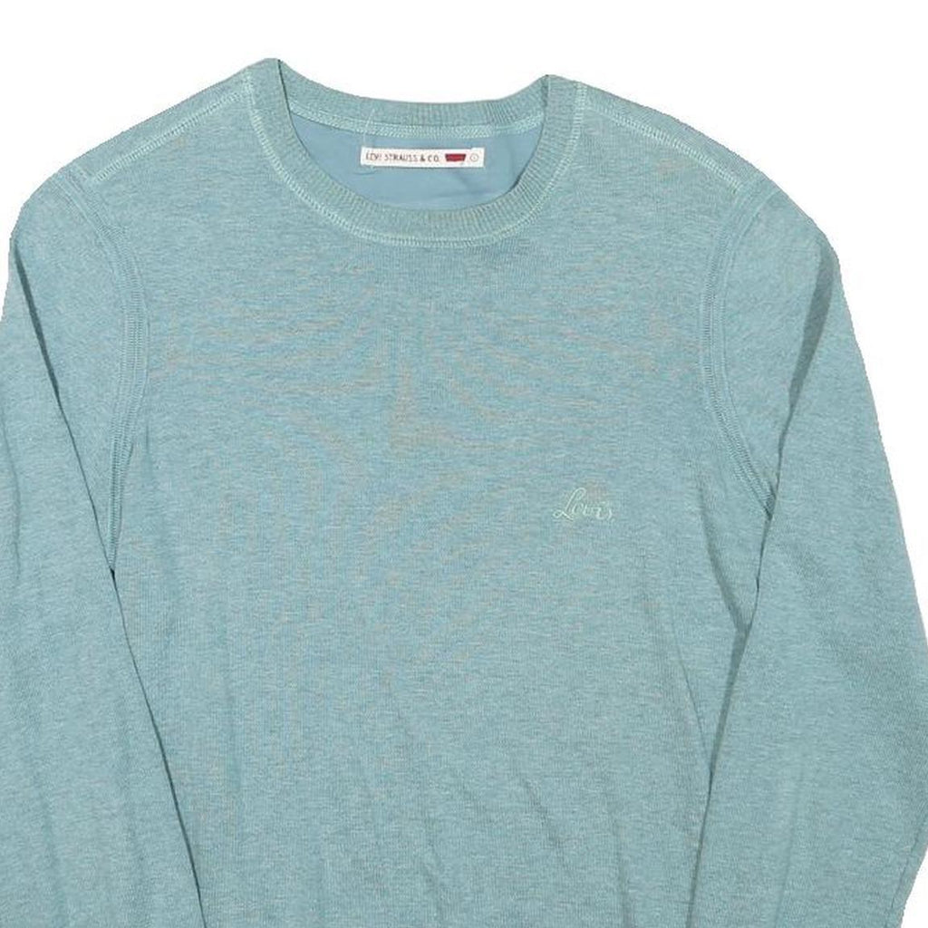 LEVI'S Mens Blue Plain Cotton Blend Regular Fit Crew Neck Jumper S Casual