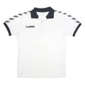HUMMEL Mens White & Black Short Sleeve Basic Polo Shirt S Cotton Blend