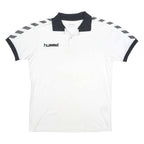 HUMMEL Mens White & Black Short Sleeve Basic Polo Shirt S Cotton Blend