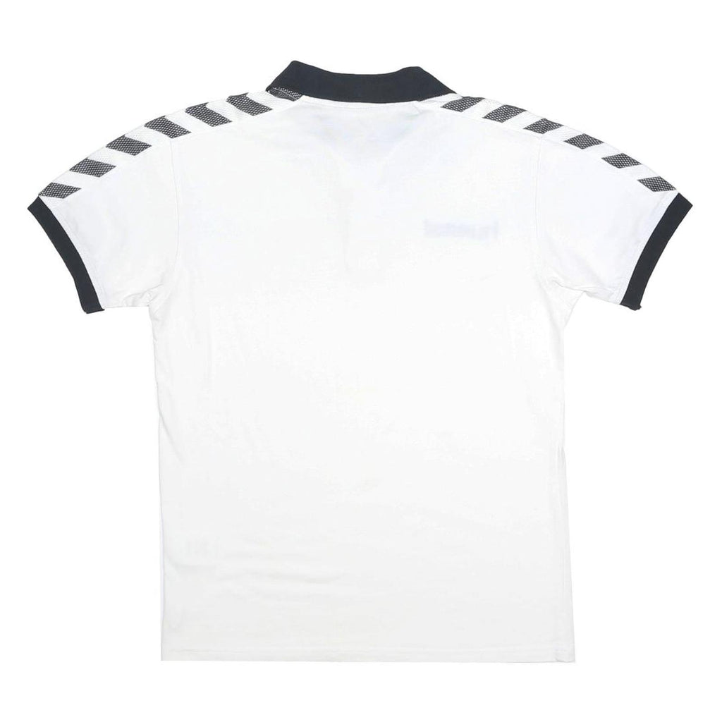 HUMMEL Mens White & Black Short Sleeve Basic Polo Shirt S Cotton Blend