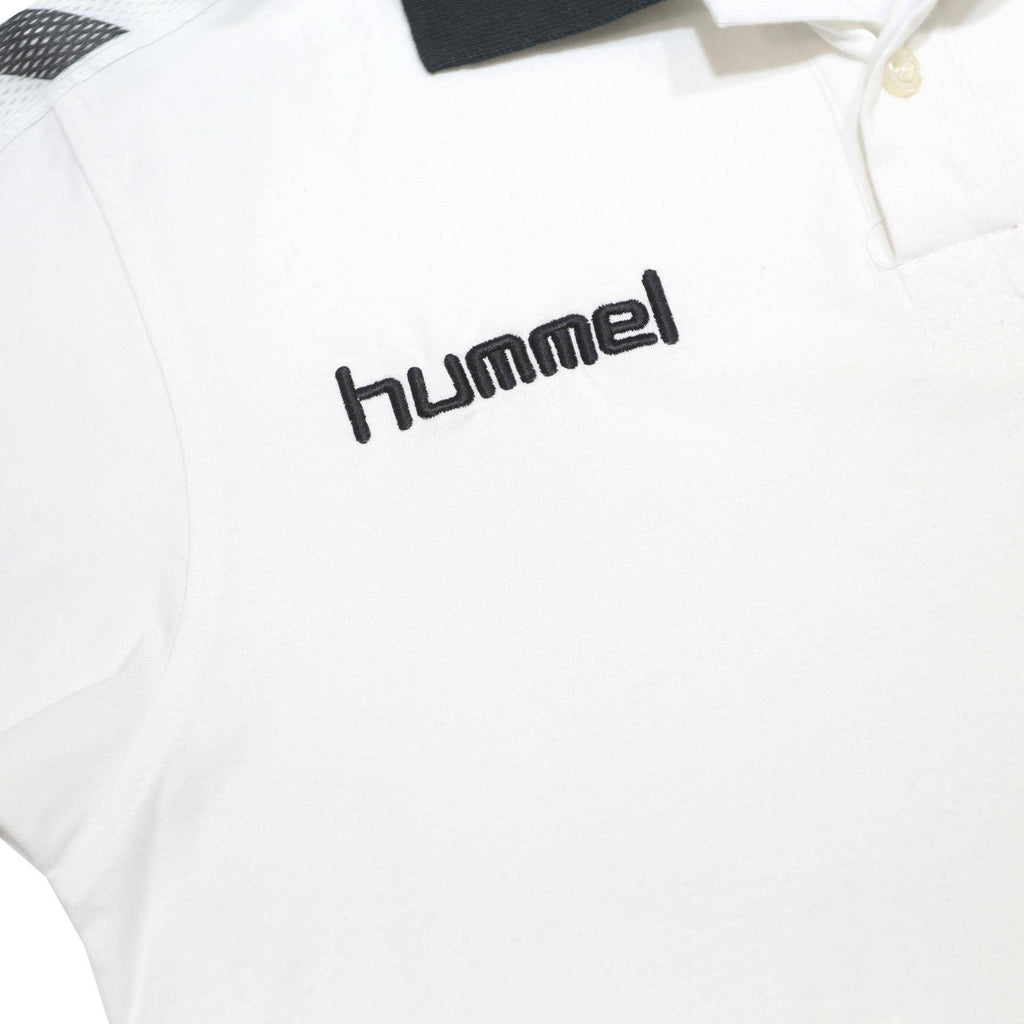 HUMMEL Mens White & Black Short Sleeve Basic Polo Shirt S Cotton Blend