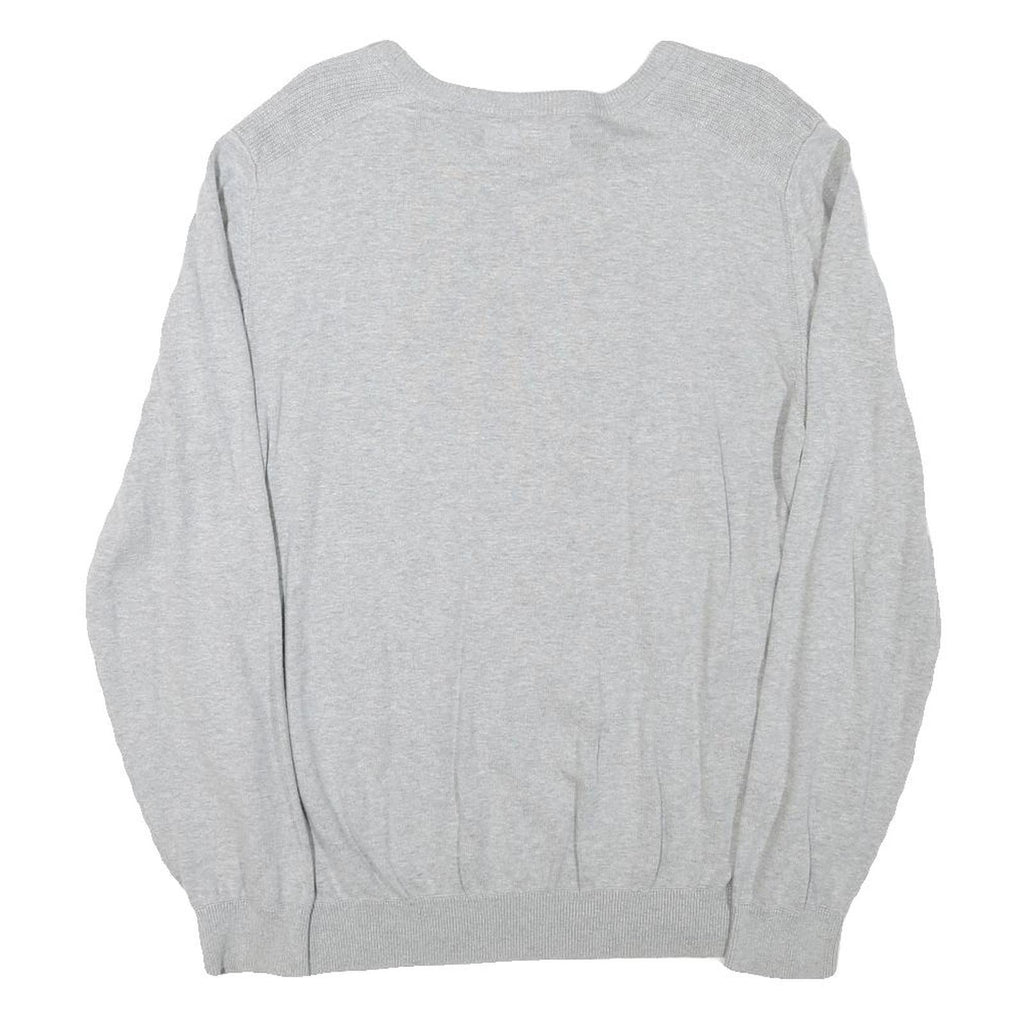 BEN SHERMAN Mens Grey Plain Cotton Blend Jumper Crew Neck Regular L