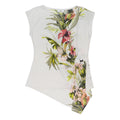 WALLIS Womens White Floral Printed Sleeveless Round Neck Top UK 14 Asymmetric