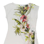 WALLIS Womens White Floral Printed Sleeveless Round Neck Top UK 14 Asymmetric