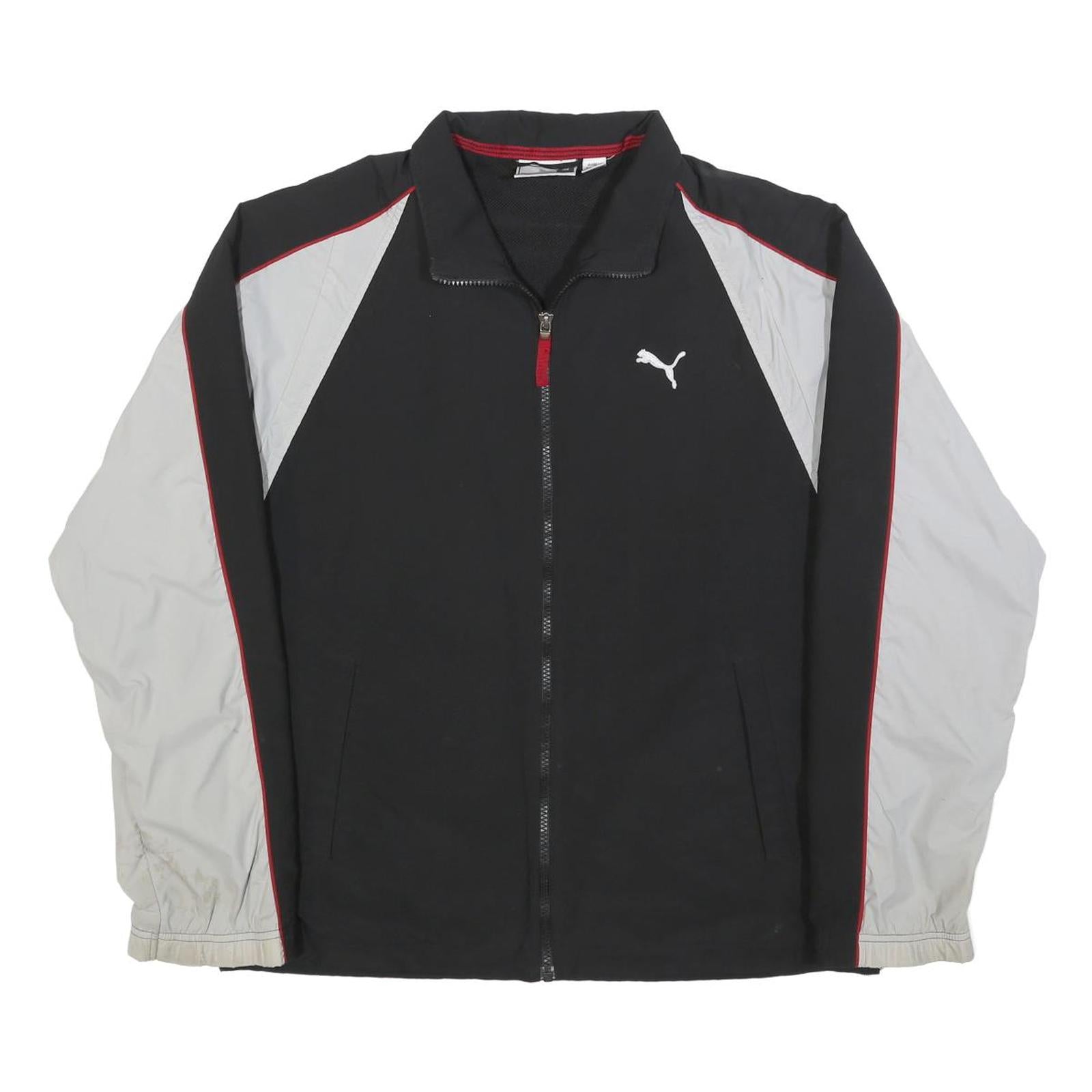 PUMA Mens Black & Grey Zip Up Polyester Jacket M Sportswear Casual Track