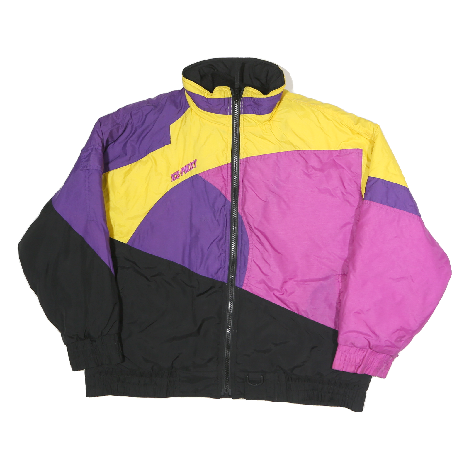 ICE POINT Womens Yellow & Purple & Pink Colourblock Jacket L Polyester Zip