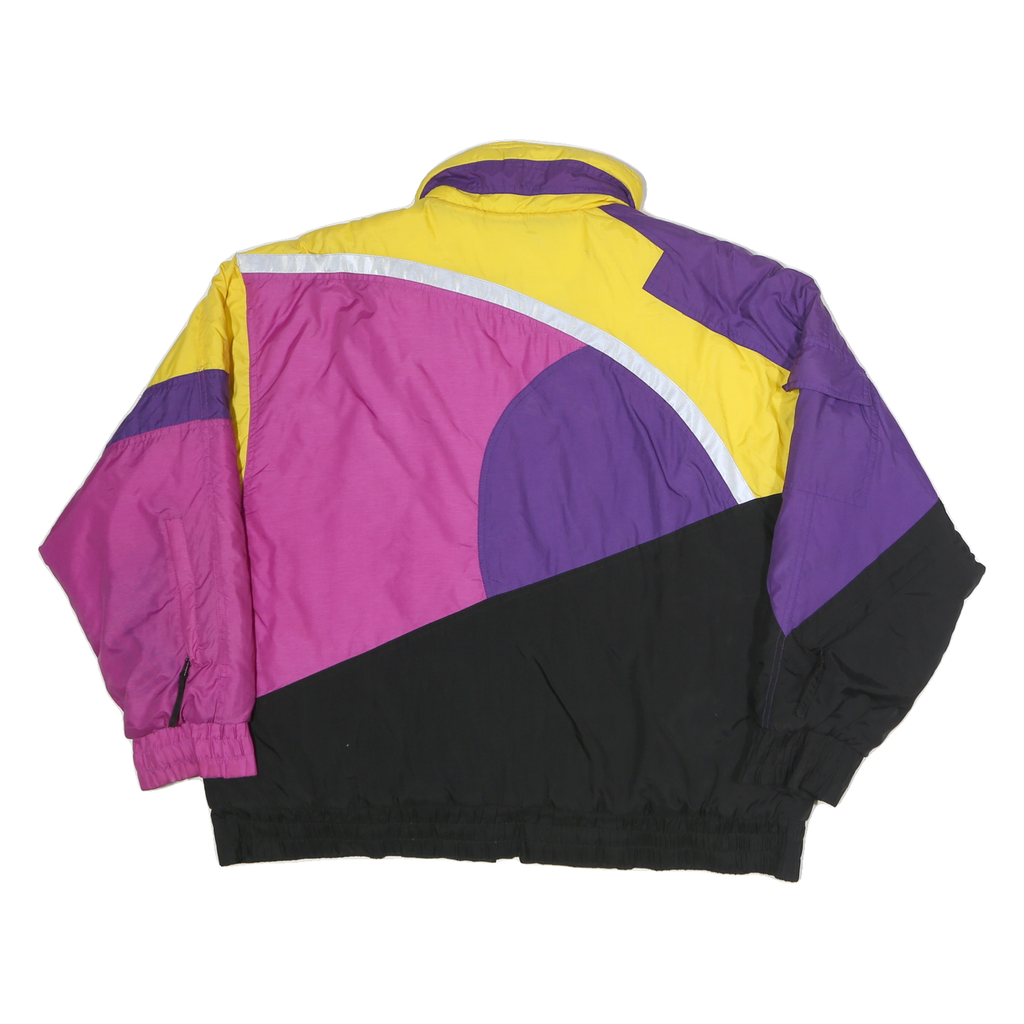 ICE POINT Womens Yellow & Purple & Pink Colourblock Jacket L Polyester Zip