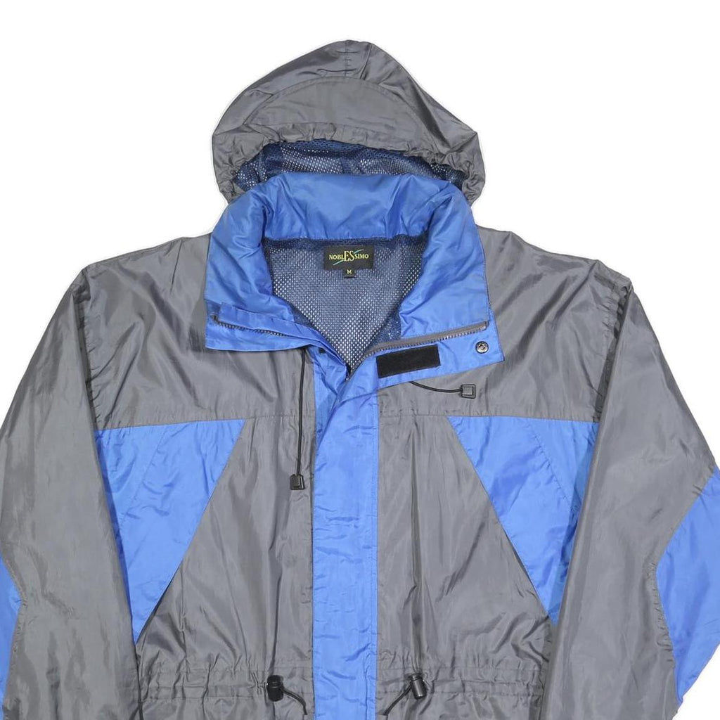 NOBLE SSIMO Mens Grey & Blue Outdoor Jacket M Polyester Blend Zip Hooded