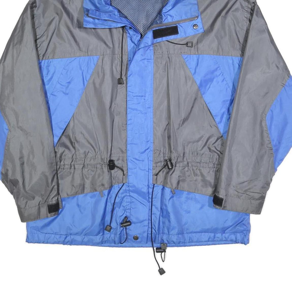NOBLE SSIMO Mens Grey & Blue Outdoor Jacket M Polyester Blend Zip Hooded