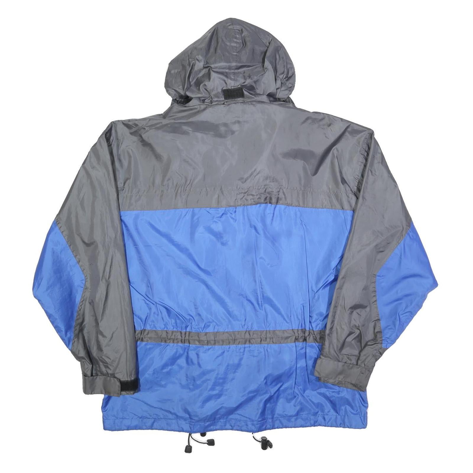 NOBLE SSIMO Mens Grey & Blue Outdoor Jacket M Polyester Blend Zip Hooded