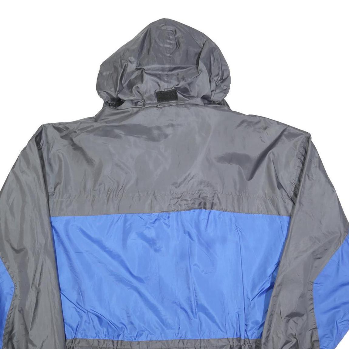 NOBLE SSIMO Mens Grey & Blue Outdoor Jacket M Polyester Blend Zip Hooded