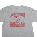 RUSSELL ATHLETIC Mens Grey & Red Graphic T-Shirt L Short Sleeve Crew Neck