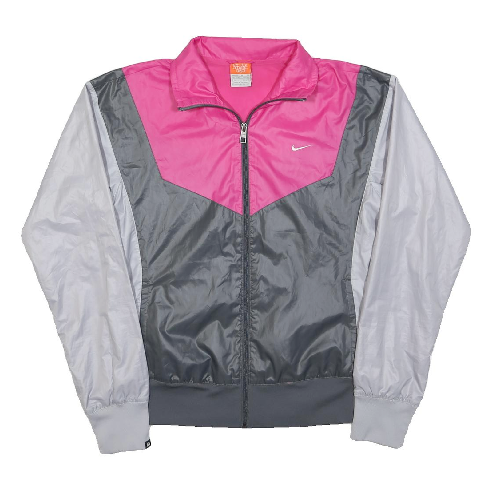 NIKE Womens Pink & Grey Colourblock Track Jacket M Polyester Zip Casual Sports