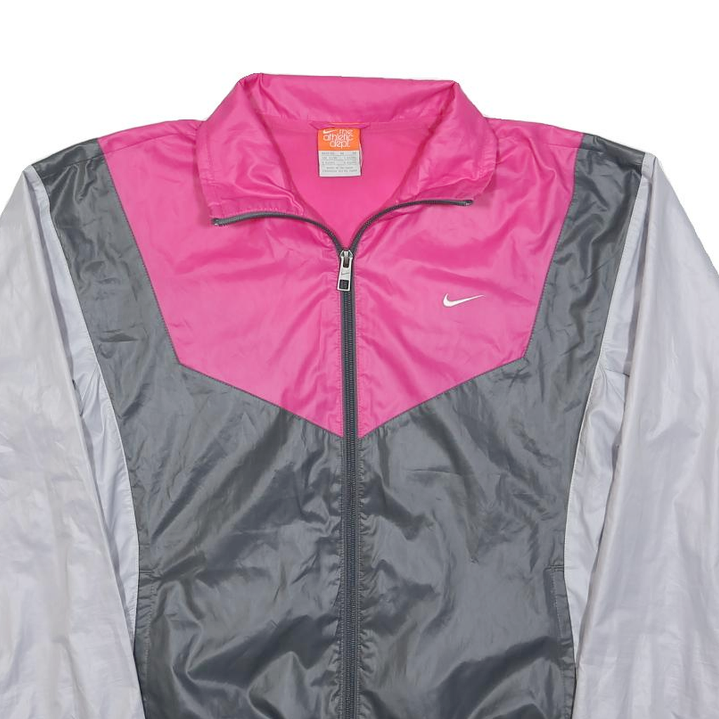 NIKE Womens Pink & Grey Colourblock Track Jacket M Polyester Zip Casual Sports
