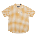 NAUTICA Mens Beige Check Short Sleeve Shirt M Cotton Blend Casual Summer Wear