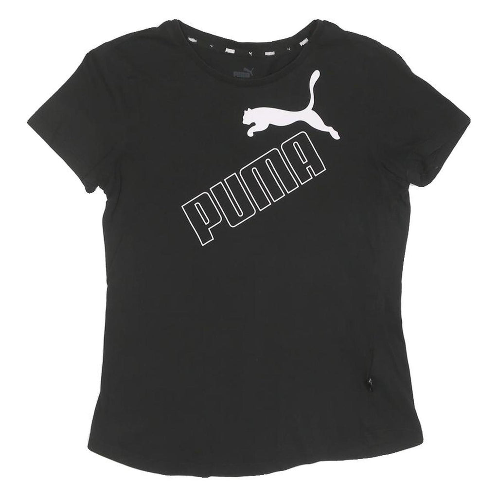 PUMA Womens Black Graphic T-Shirt S Short Sleeve Crew Neck Casual Top
