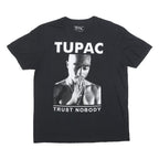 2PAC Mens Black Graphic T-Shirt L Short Sleeve Crew Neck Tupac Trust Nobody