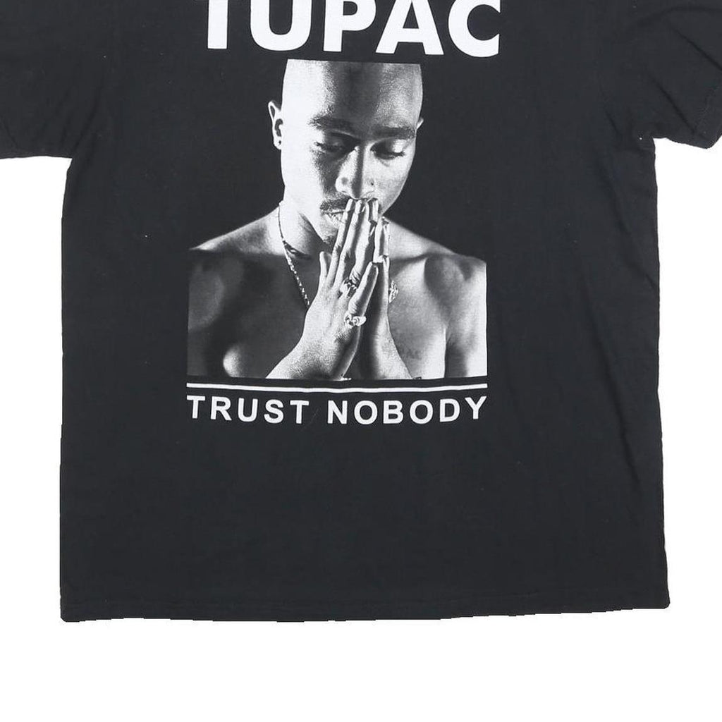2PAC Mens Black Graphic T-Shirt L Short Sleeve Crew Neck Tupac Trust Nobody