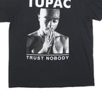 2PAC Mens Black Graphic T-Shirt L Short Sleeve Crew Neck Tupac Trust Nobody