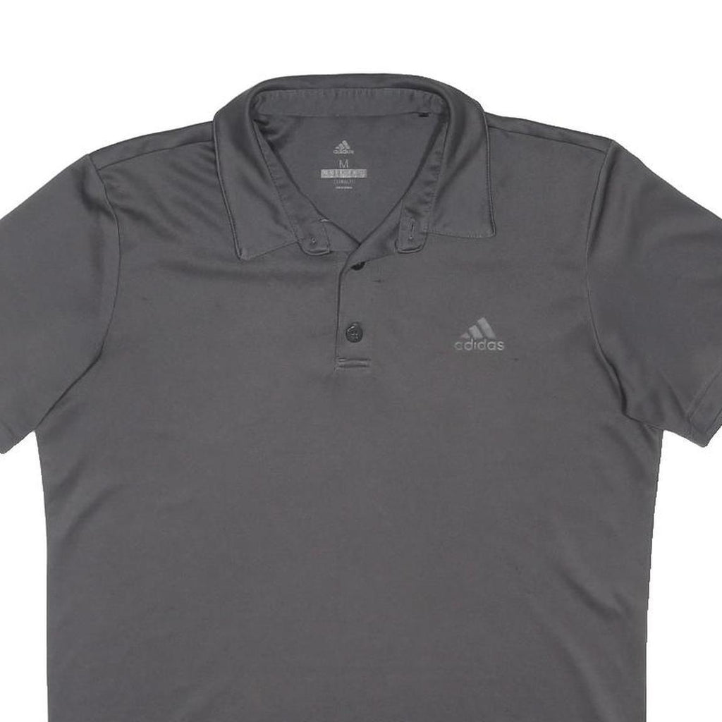 ADIDAS Mens Grey Polyester Blend Short Sleeve Basic Polo Shirt M Climalite
