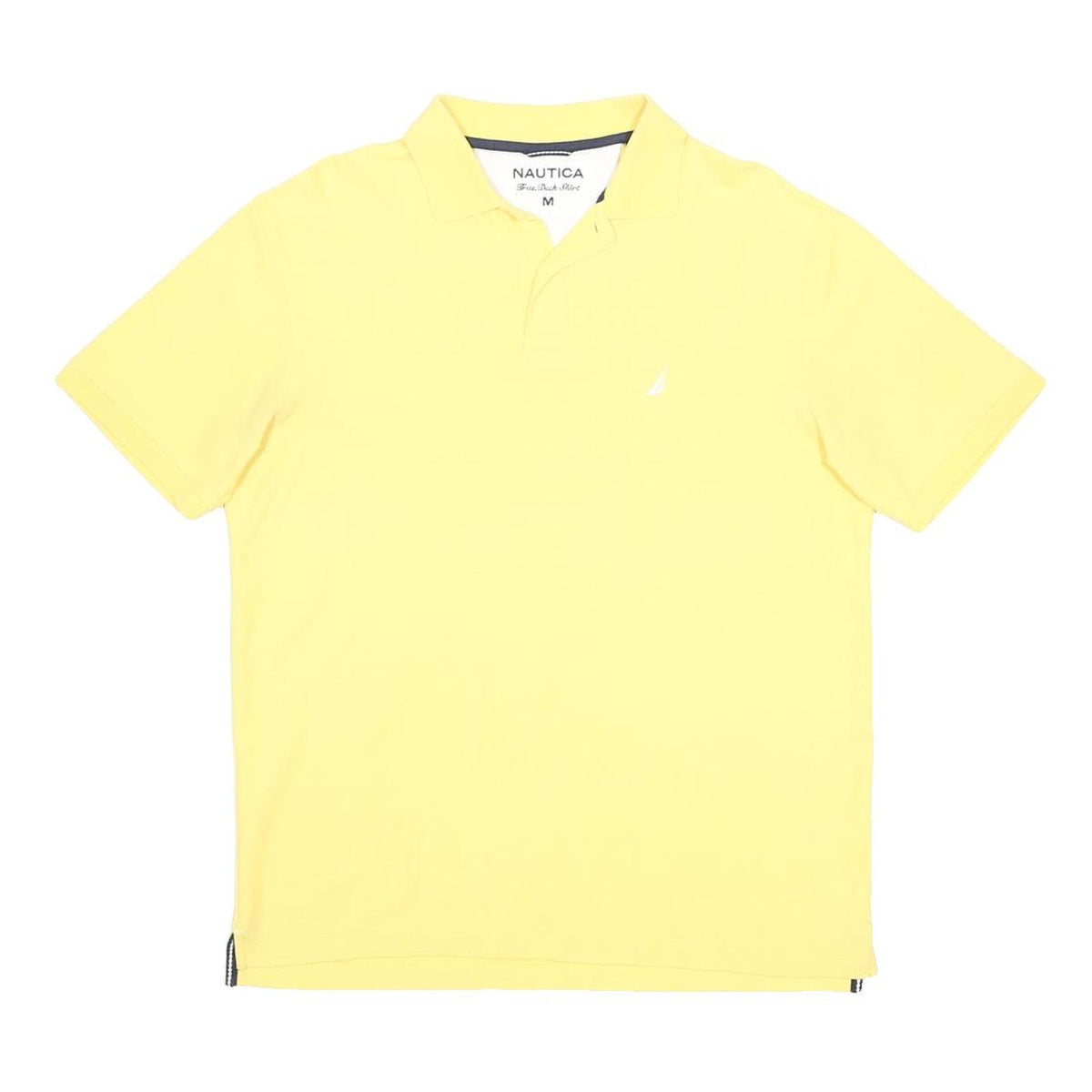 NAUTICA Mens Yellow Short Sleeve Plain M Cotton Polo Shirt Classic Fit