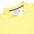 NAUTICA Mens Yellow Short Sleeve Plain M Cotton Polo Shirt Classic Fit