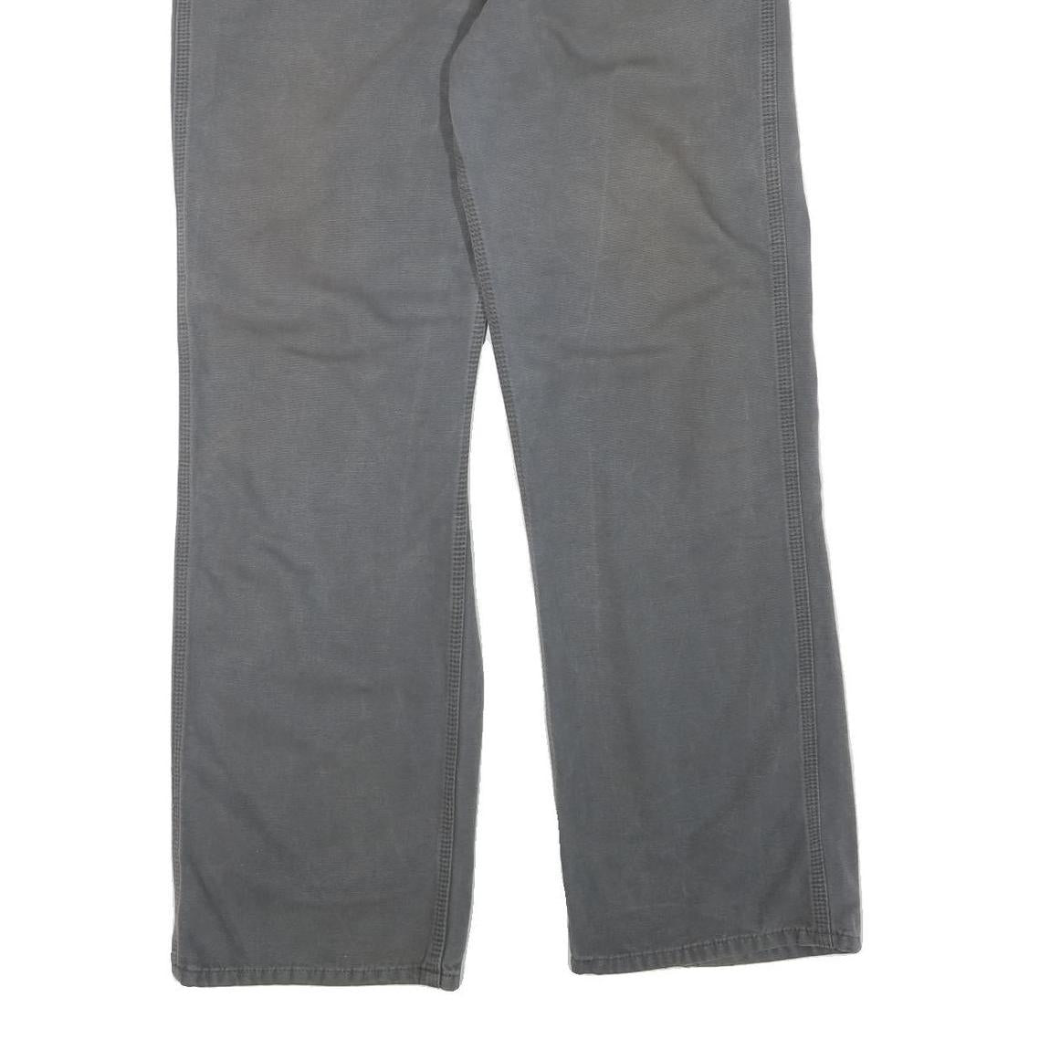 CARHARTT Mens Regular Fit Grey Cotton Blend Trousers W32 L30 Zip Closure Durable