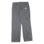 CARHARTT Mens Regular Fit Grey Cotton Blend Trousers W32 L30 Zip Closure Durable