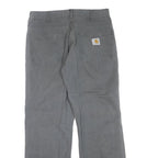 CARHARTT Mens Regular Fit Grey Cotton Blend Trousers W32 L30 Zip Closure Durable