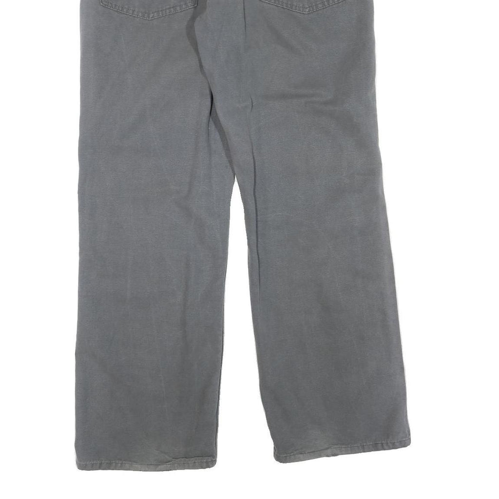 CARHARTT Mens Regular Fit Grey Cotton Blend Trousers W32 L30 Zip Closure Durable