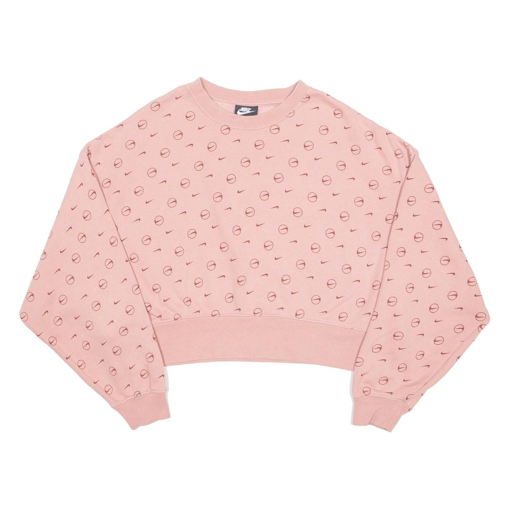 NIKE Loose Fit Cropped Womens Sweatshirt Pink XS