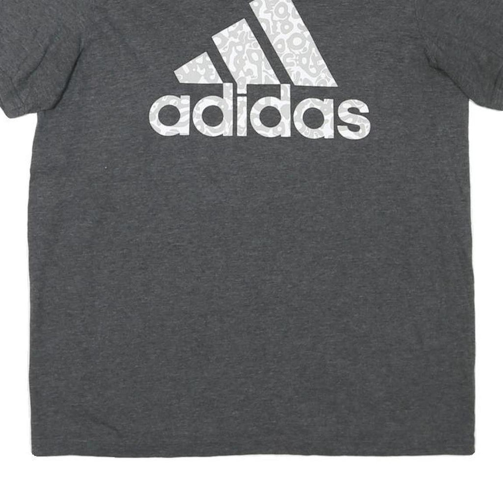 ADIDAS Mens Grey Cotton Blend T-Shirt M Short Sleeve Crew Neck Logo Graphic