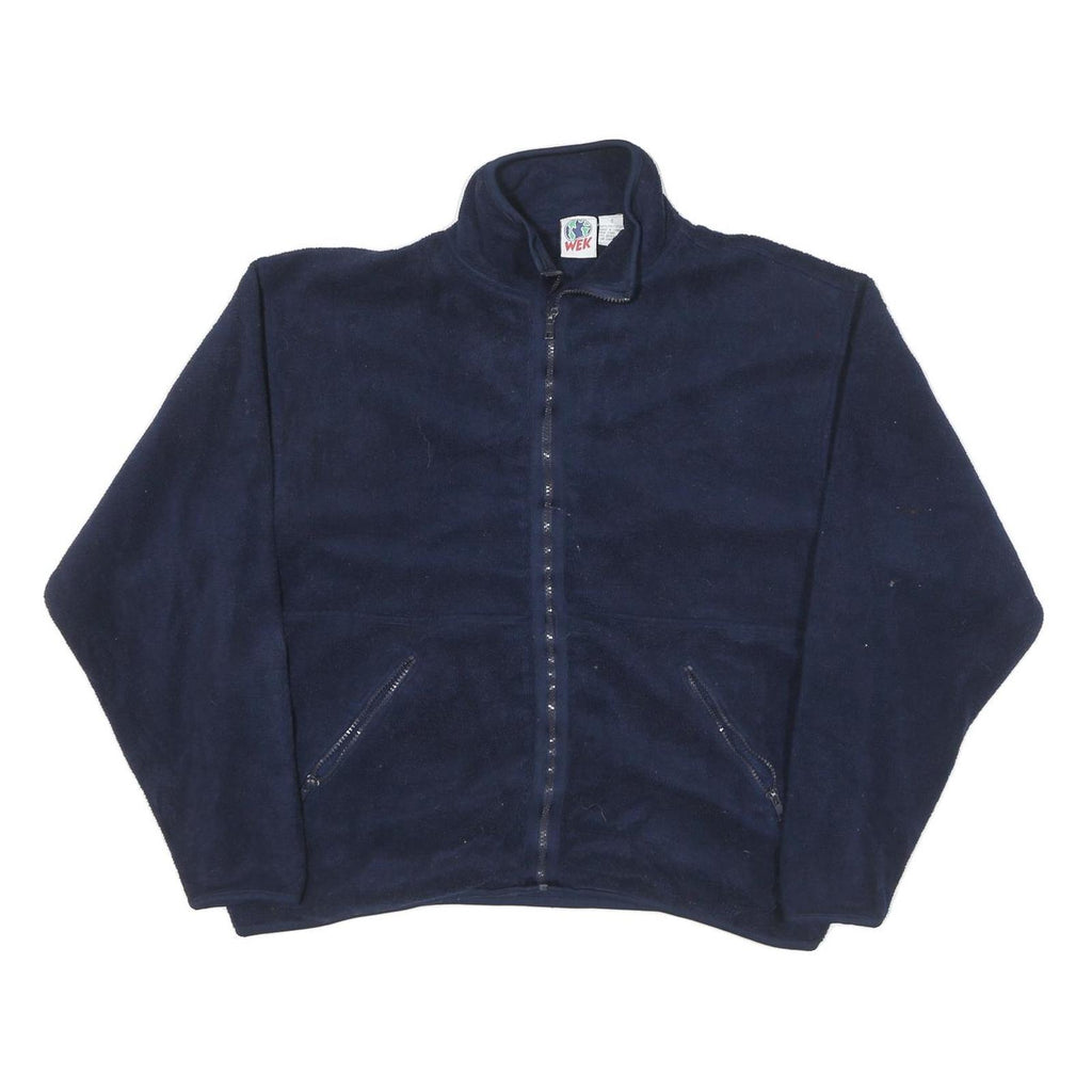 WEK Mens Navy Zip Jacket S Polyester Blend Plain Warm Comfort Casual