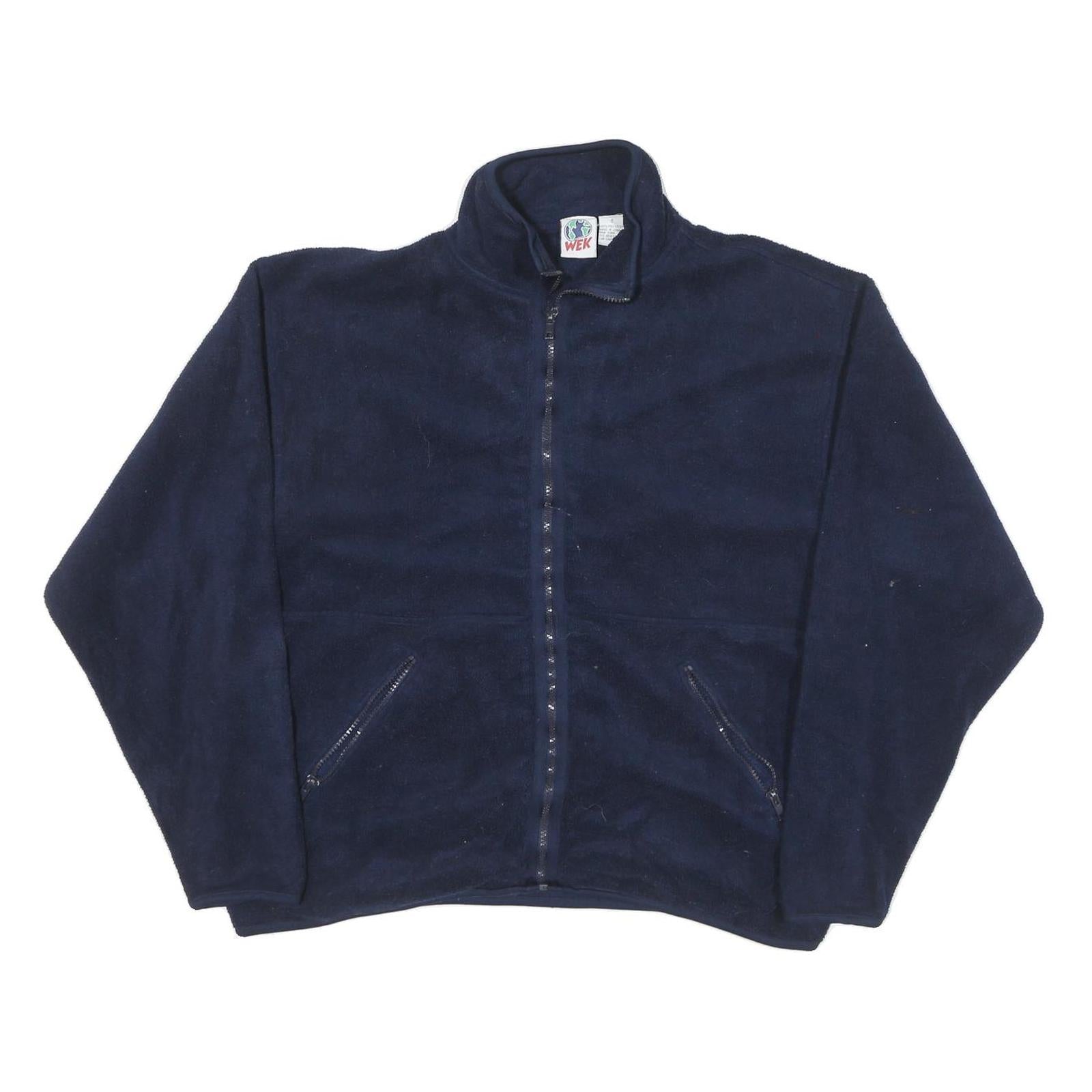 WEK Mens Navy Zip Jacket S Polyester Blend Plain Warm Comfort Casual